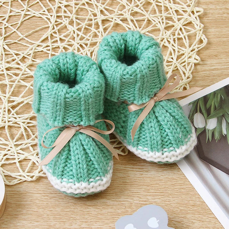 Baby Shoes Solid Knit Newborn Girls Boys Boot Fashion Butterfly-Knot Toddler Infant Slip-On Bed Shoes Autumn 0-24M Hot Hand Made