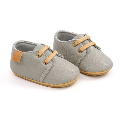 Baby Shoes Retro PU Leather Boy Girl Shoes Toddler Rubber Sole Anti-Slip First Walkers Unisex Newborn Moccasins