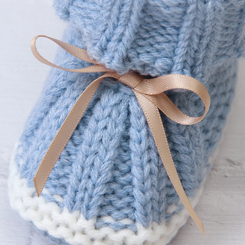 Baby Shoes Solid Knit Newborn Girls Boys Boot Fashion Butterfly-Knot Toddler Infant Slip-On Bed Shoes Autumn 0-24M Hot Hand Made