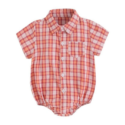 Cotton Baby Boys Bodysuits Fashion Newborn Clothes for Baby Boy Short Sleeve Summer Baby Clothing Plaid